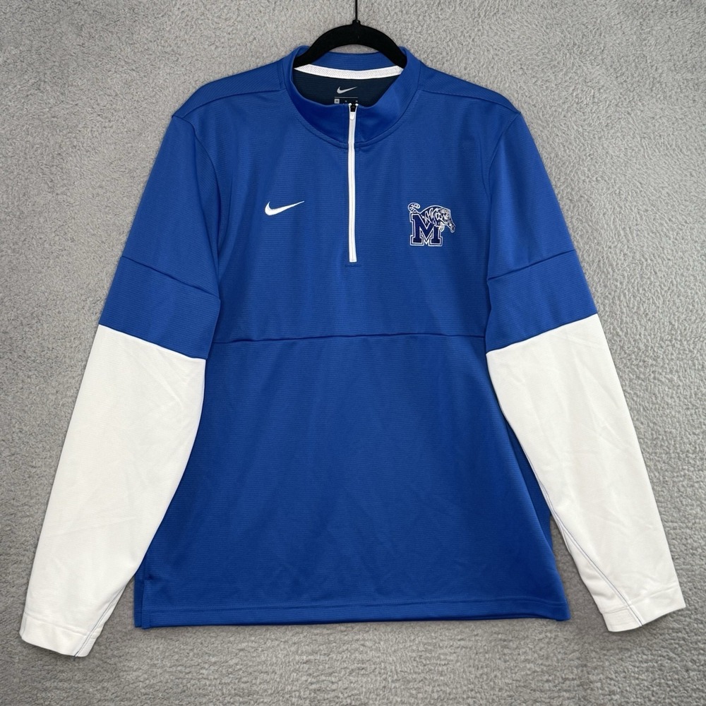 Memphis Tigers Nike Sideline Coach 1/2 Zip Blue Mens Medium Logo